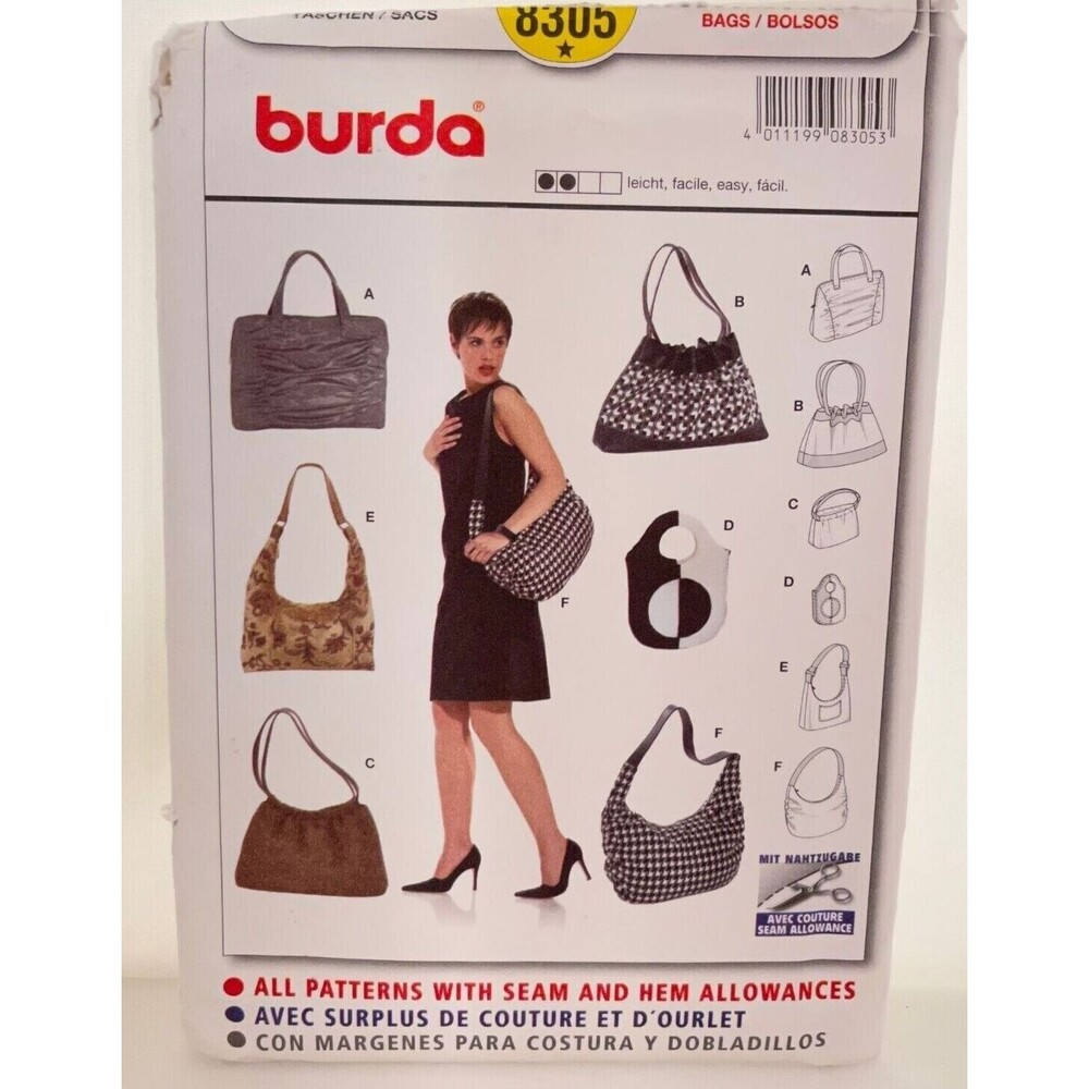 #8305 Burda Misses Bag Purse Handbag Sewing Pattern